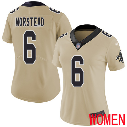 New Orleans Saints Limited Gold Women Thomas Morstead Jersey NFL Football 6 Inverted Legend Jersey
